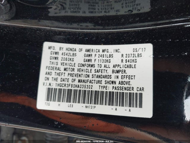 2017 HONDA ACCORD TOURING V6 9