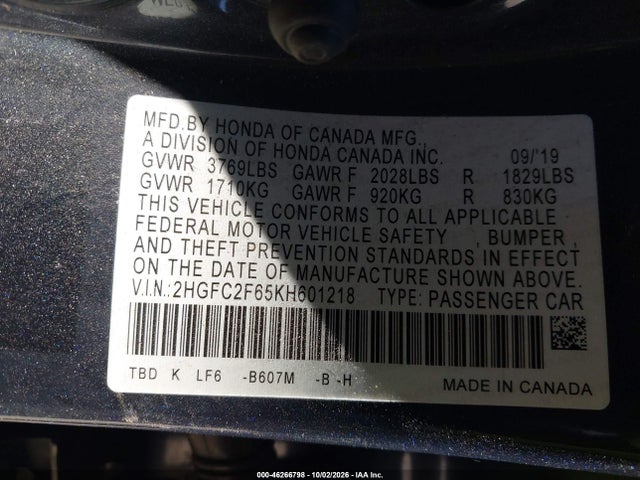2019 HONDA CIVIC LX 9