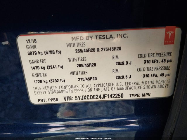 2018 TESLA MODEL X 100D/75D/P100D 9