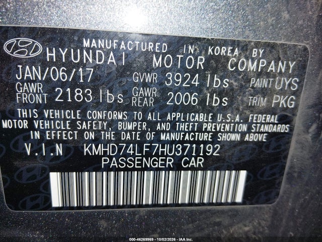 2017 HYUNDAI ELANTRA SE 9