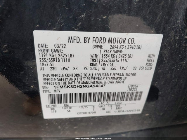 2022 FORD EXPLORER XLT 9
