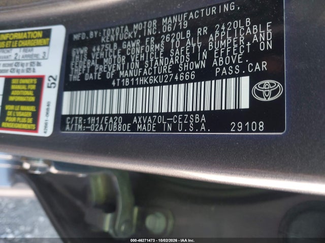 2019 TOYOTA CAMRY SE 9