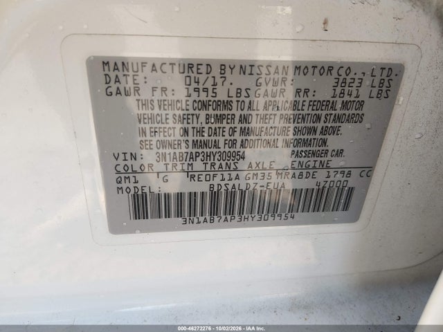 2017 NISSAN SENTRA SV 9