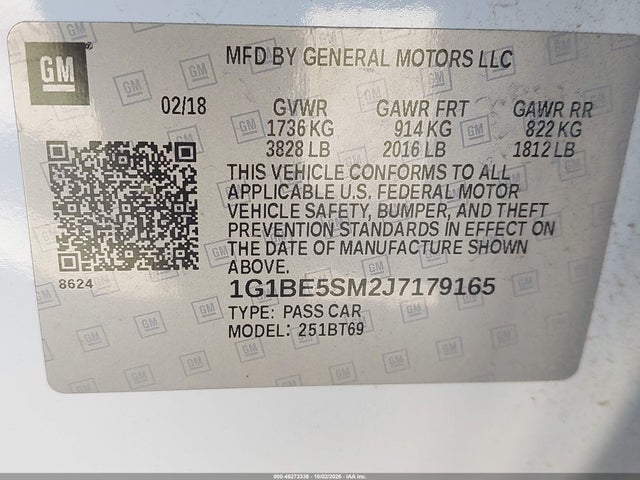 2018 CHEVROLET CRUZE LT AUTO 9