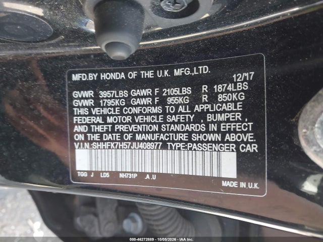 2018 HONDA CIVIC EX 9