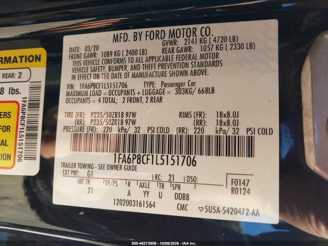 2020 FORD MUSTANG GT FASTBACK 9