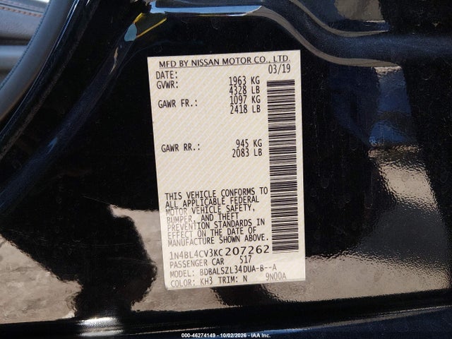 2019 NISSAN ALTIMA 2.5 SR 9