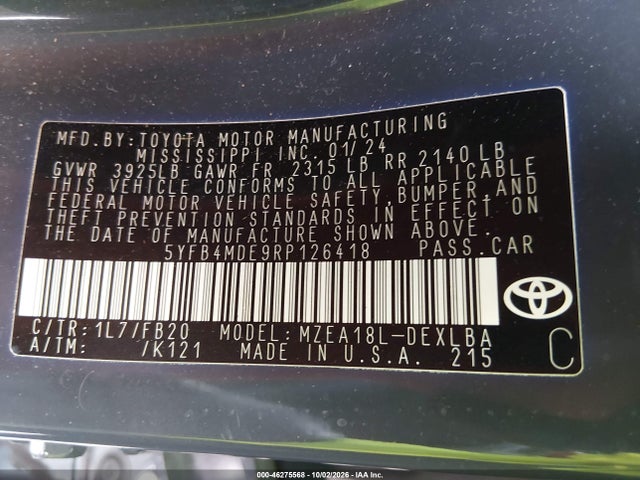 2024 TOYOTA COROLLA LE 9
