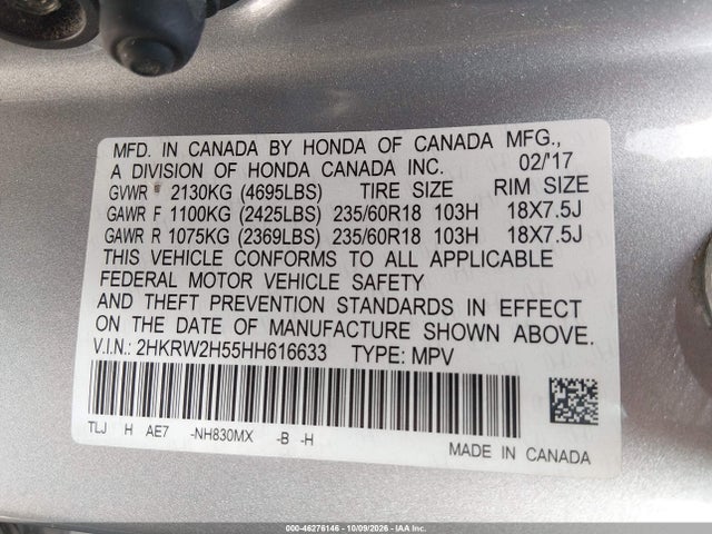 2017 HONDA CR-V EX 9