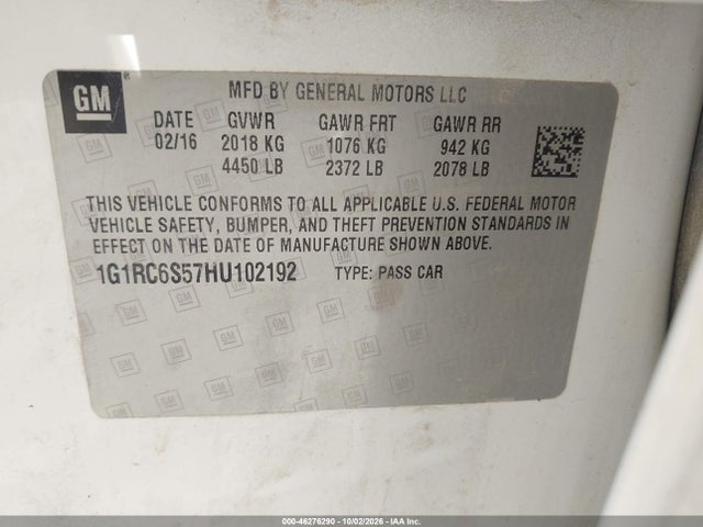2017 CHEVROLET VOLT LT 9