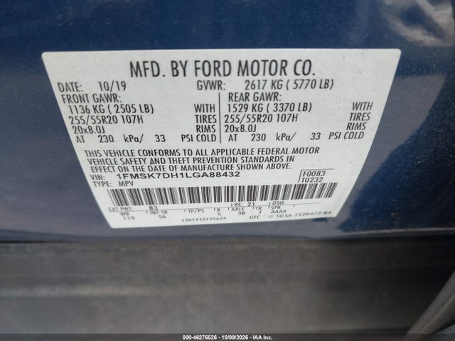 2020 FORD EXPLORER XLT 9