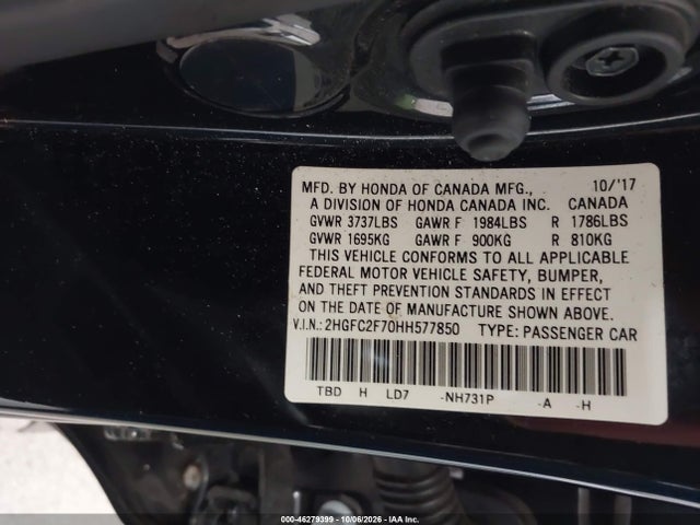 2017 HONDA CIVIC EX 9
