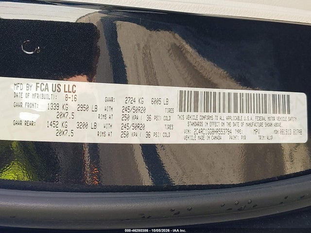 2017 CHRYSLER PACIFICA LIMITED 9
