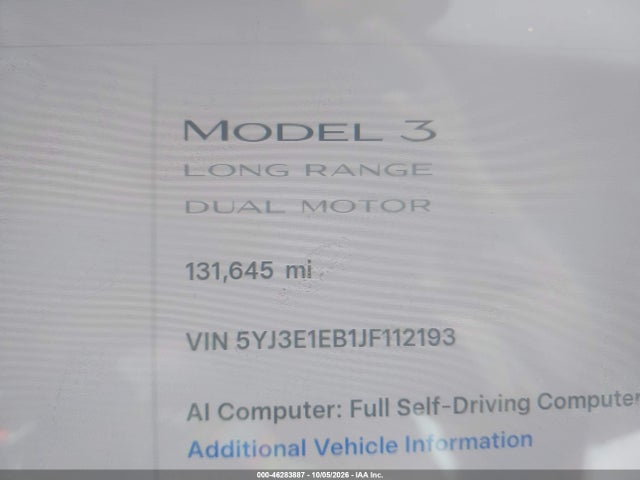 2018 TESLA MODEL 3 LONG RANGE/PERFORMANCE 16