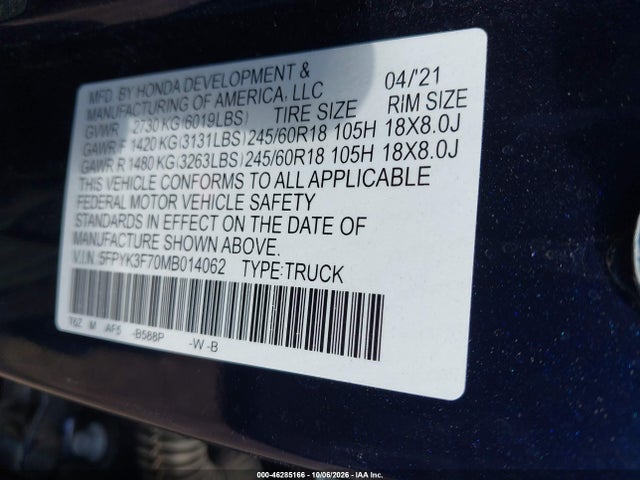 2021 HONDA RIDGELINE RTL-E 9