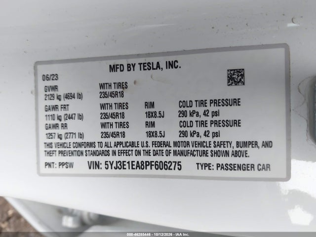 2023 TESLA MODEL 3 REAR-WHEEL DRIVE 9