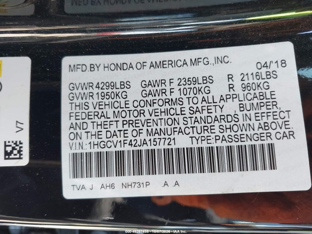 2018 HONDA ACCORD EX 9