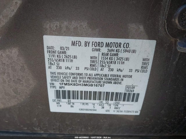 2021 FORD EXPLORER XLT 9