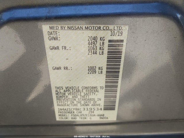 2019 NISSAN LEAF S 9