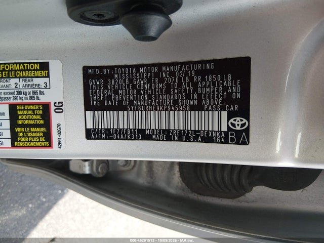 2019 TOYOTA COROLLA LE 9
