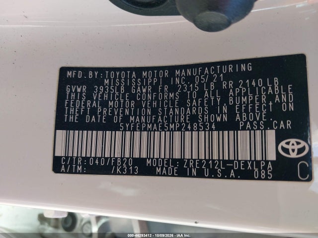 2021 TOYOTA COROLLA LE 9