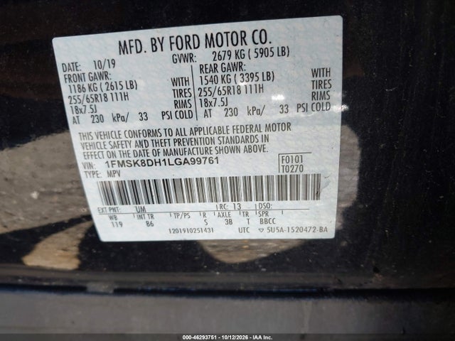 2020 FORD EXPLORER XLT 9