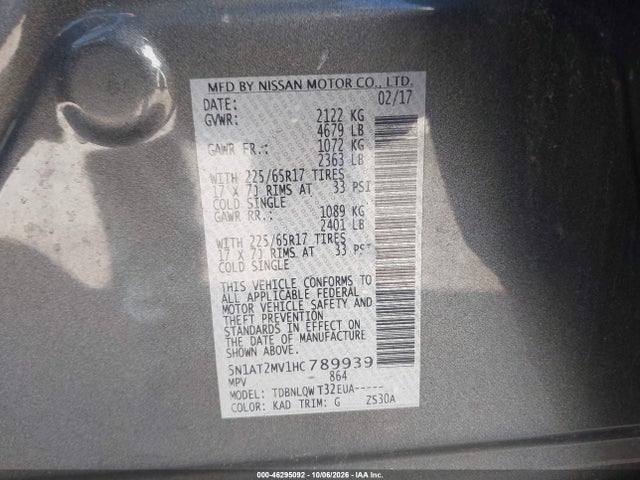 2017 NISSAN ROGUE SV 9