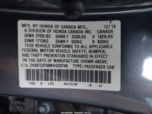2019 HONDA CIVIC LX 9