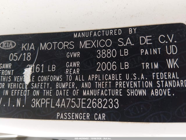 2018 KIA FORTE S 9