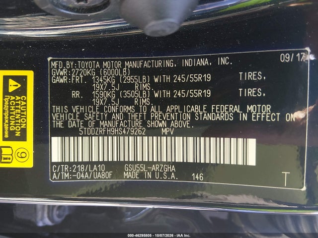 2017 TOYOTA HIGHLANDER LIMITED 9