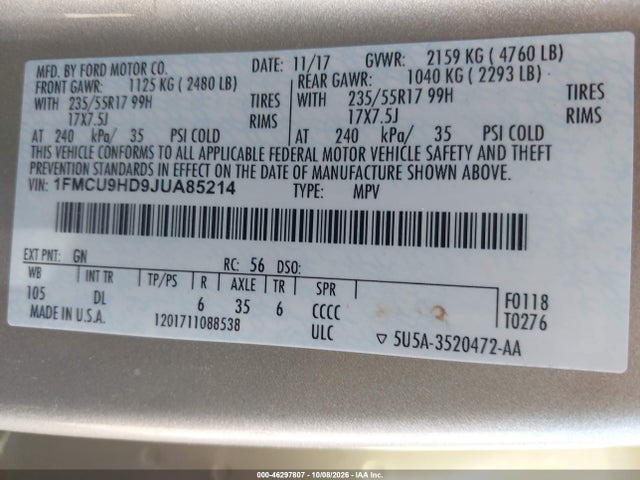 2018 FORD ESCAPE SEL 9