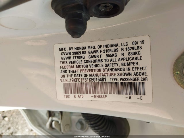 2019 HONDA CIVIC EX 9