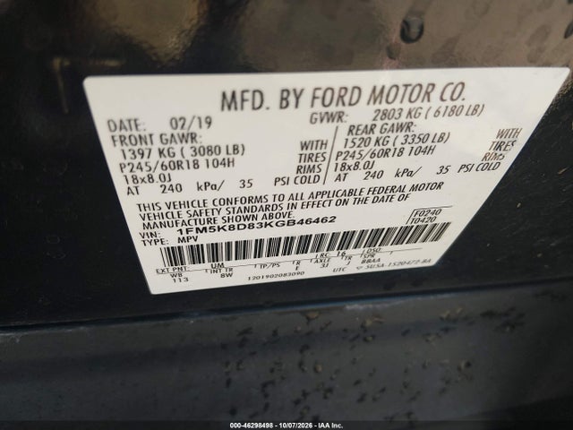 2019 FORD EXPLORER XLT 9