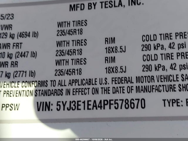 2023 TESLA MODEL 3 REAR-WHEEL DRIVE 9