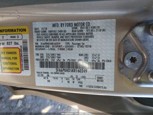 2019 FORD FUSION SE 9