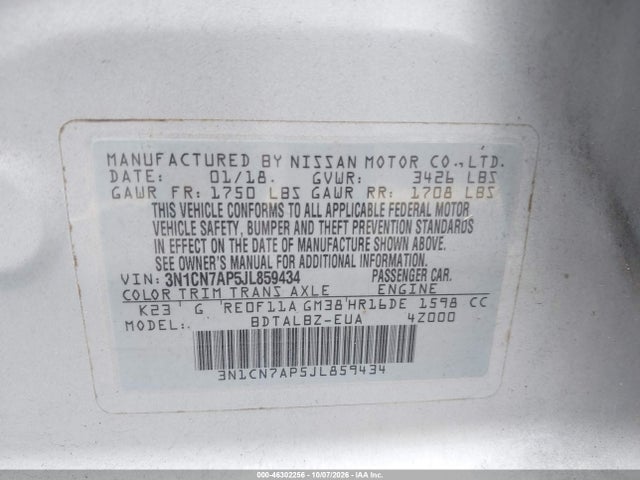2018 NISSAN VERSA 1.6 SV 9