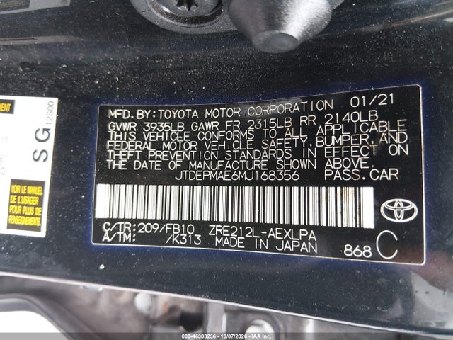 2021 TOYOTA COROLLA LE 9