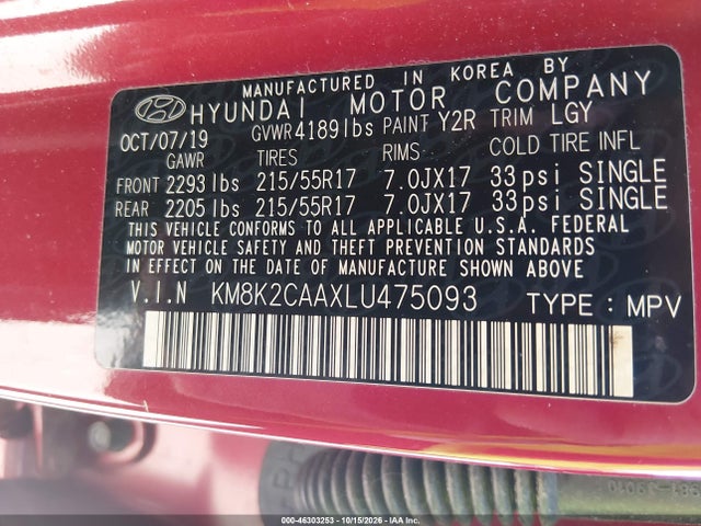 2020 HYUNDAI KONA SEL 9