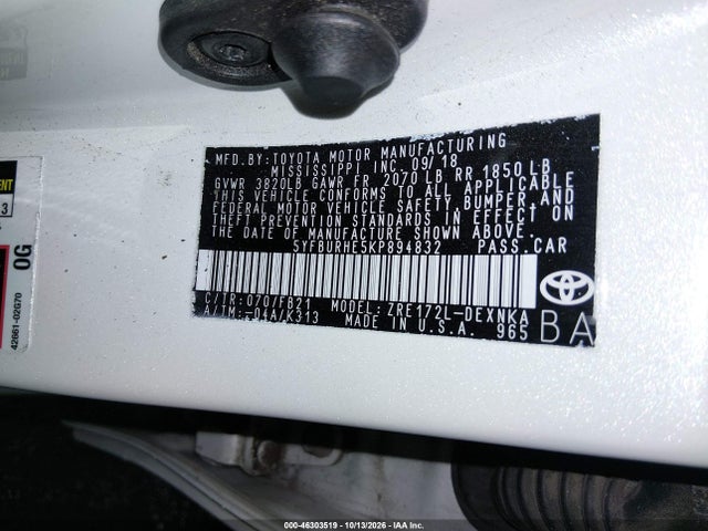 2019 TOYOTA COROLLA LE 9