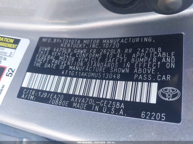 2021 TOYOTA CAMRY SE 9