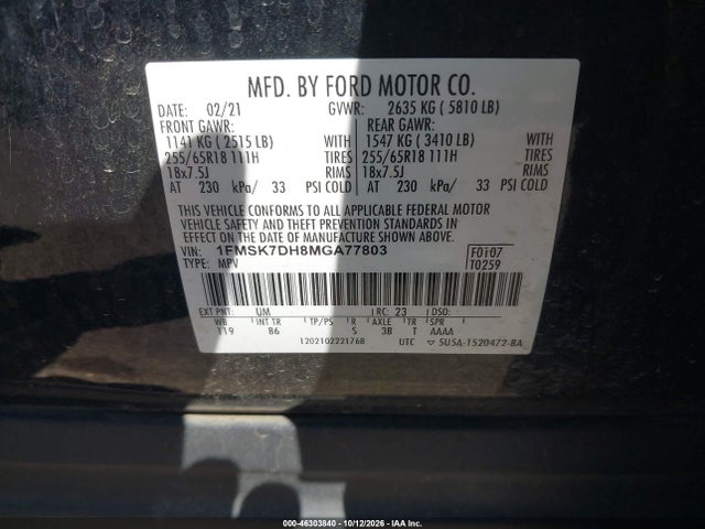 2021 FORD EXPLORER XLT 9