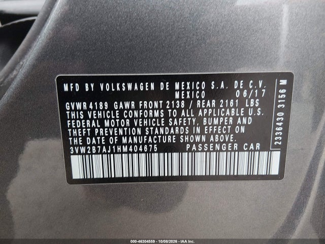 2017 VOLKSWAGEN JETTA 1.4T S 9