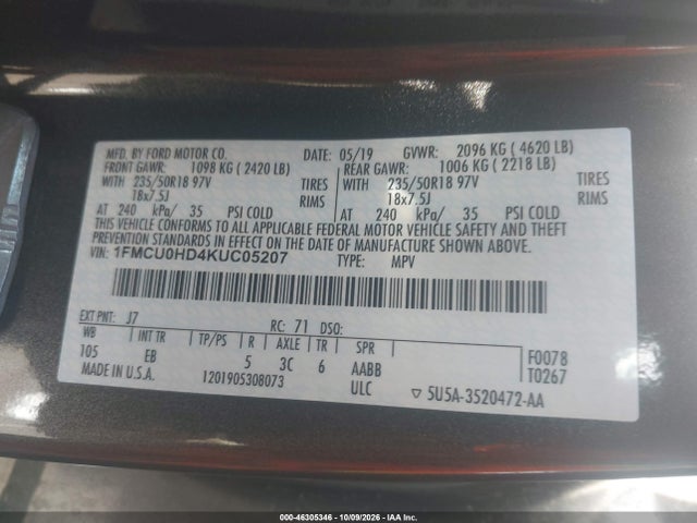 2019 FORD ESCAPE SEL 9