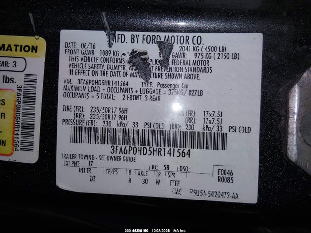 2017 FORD FUSION SE 9