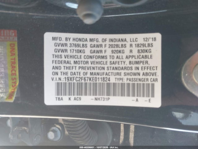2019 HONDA CIVIC LX 9