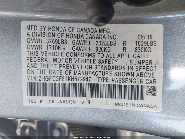 2019 HONDA CIVIC SPORT 9