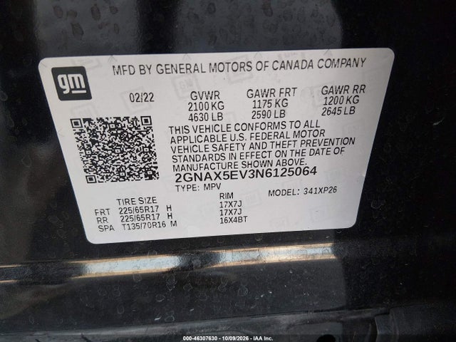 2022 CHEVROLET EQUINOX AWD 1FL 9