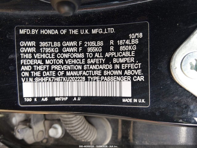 2019 HONDA CIVIC EX 9