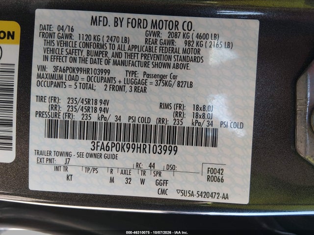 2017 FORD FUSION TITANIUM 9
