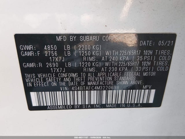 2021 SUBARU OUTBACK PREMIUM 9